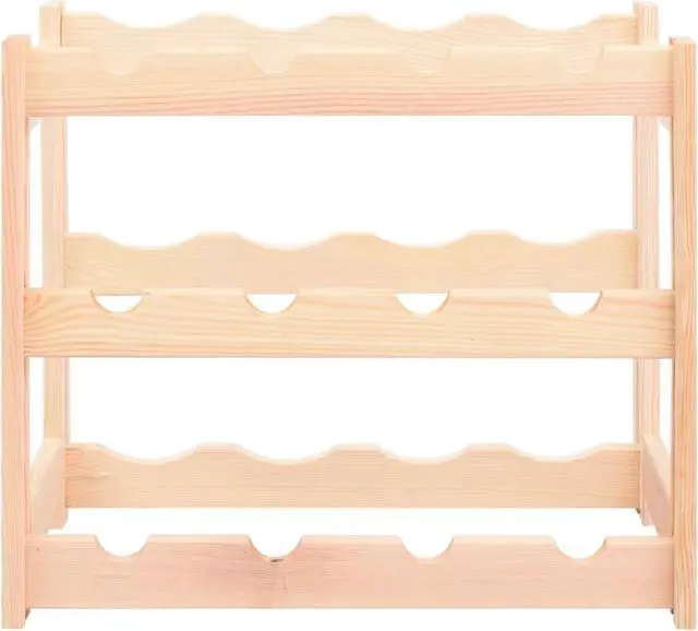 Alt view image 3 of 12 - vidaXL Wine Rack for 12 Bottles Pinewood