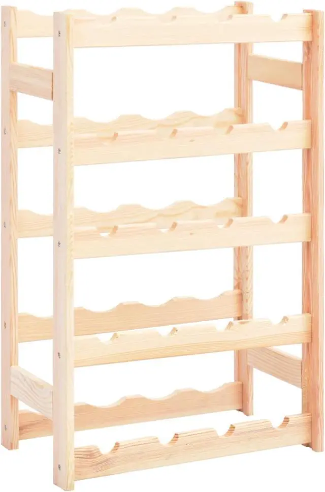 Alt view image 6 of 14 - vidaXL Wine Rack for 20 Bottles Pinewood