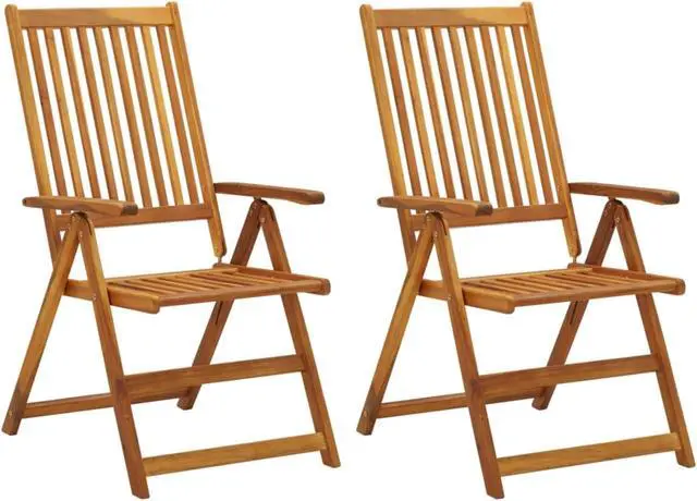 Alt view image 3 of 10 - vidaXL Patio Reclining Chairs 2 pcs with Cushions Solid Acacia Wood