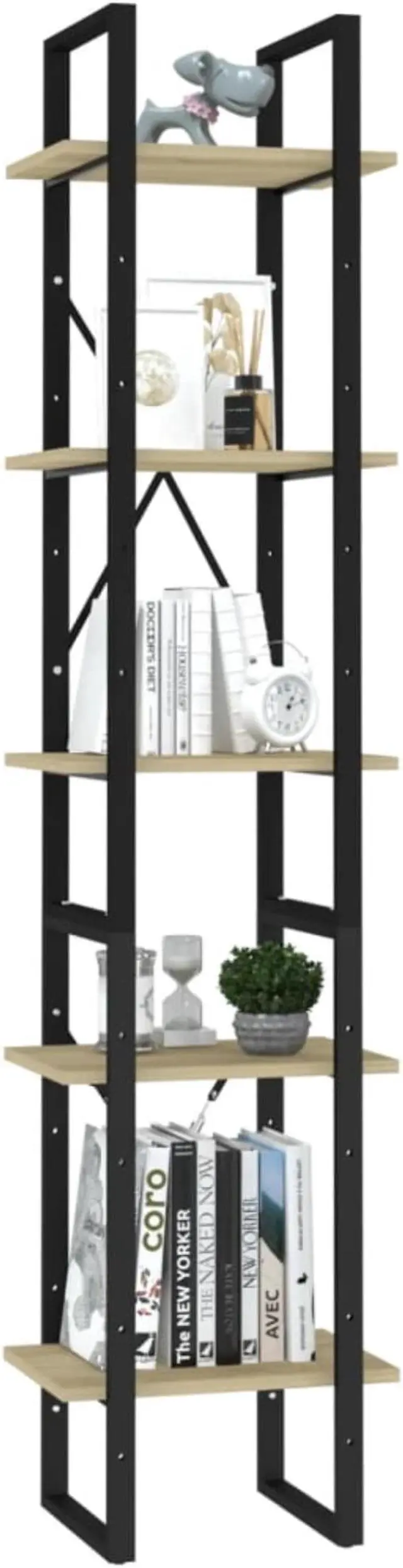 Alt view image 4 of 11 - vidaXL 5-Tier Book Cabinet Sonoma Oak 15.7"x11.8"x68.9" Engineered Wood