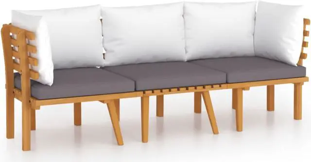 Alt view image 3 of 11 - vidaXL 3 Piece Patio Lounge Set with Cushions Solid Acacia Wood