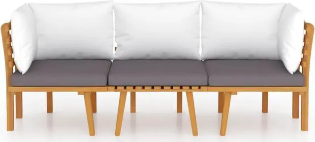 Alt view image 4 of 11 - vidaXL 3 Piece Patio Lounge Set with Cushions Solid Acacia Wood