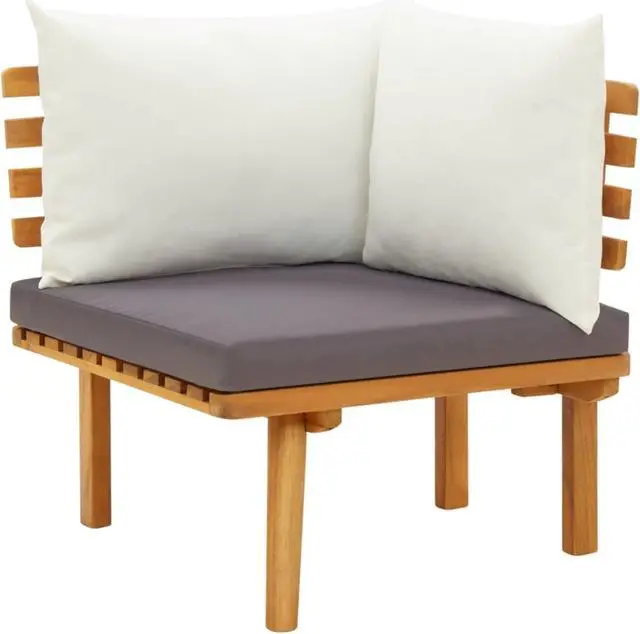 Alt view image 2 of 10 - vidaXL 4 Piece Patio Lounge Set with Cushions Solid Acacia Wood