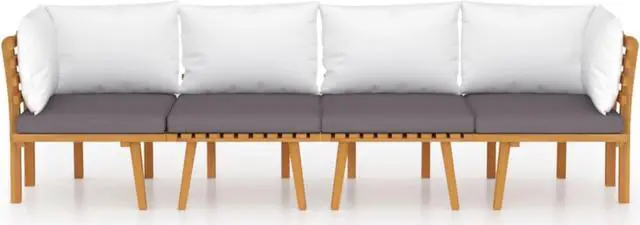Alt view image 4 of 10 - vidaXL 4 Piece Patio Lounge Set with Cushions Solid Acacia Wood