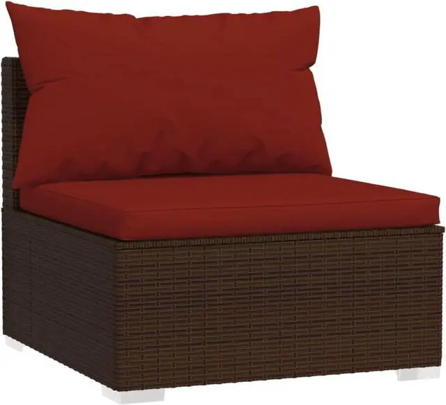 Alt view image 8 of 8 - vidaXL 4 Piece Patio Lounge Set with Cushions Poly Rattan Brown