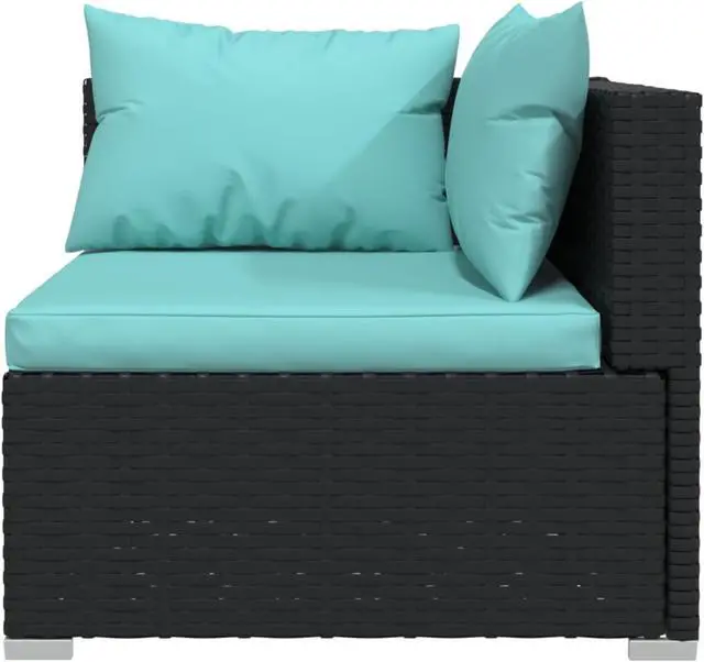 Alt view image 2 of 10 - vidaXL 4 Piece Patio Lounge Set with Cushions Poly Rattan Black