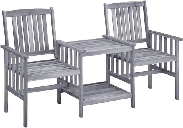 Main image of vidaXL Patio Chairs with Tea Table 62.6"x24"x36.2" Solid Acacia Wood