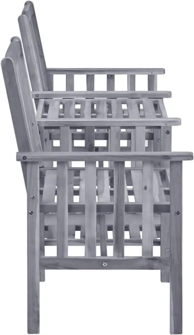 Alt view image 4 of 12 - vidaXL Patio Chairs with Tea Table 62.6"x24"x36.2" Solid Acacia Wood