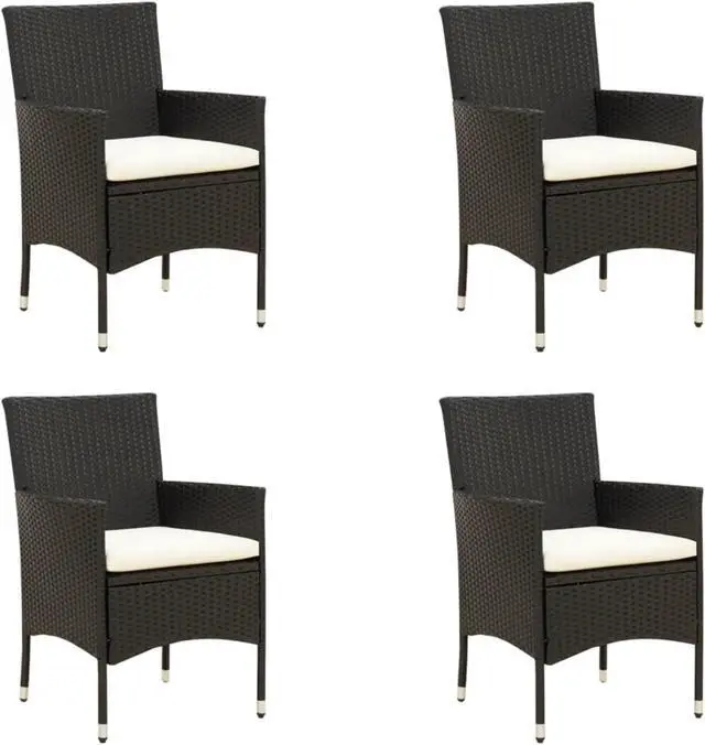 Main image of vidaXL Patio Chairs with Cushions 4 pcs Poly Rattan Black