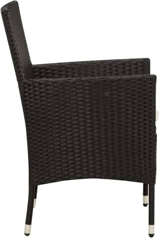 Alt view image 2 of 12 - vidaXL Patio Chairs with Cushions 4 pcs Poly Rattan Black
