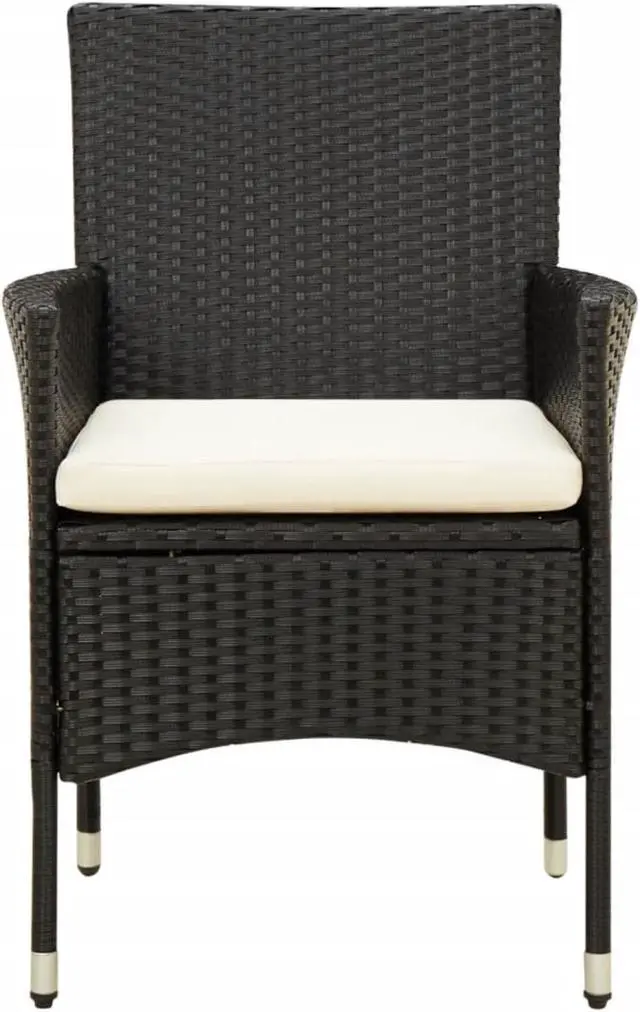 Alt view image 3 of 12 - vidaXL Patio Chairs with Cushions 4 pcs Poly Rattan Black