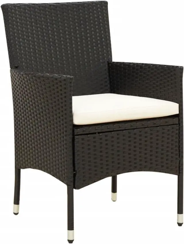 Alt view image 4 of 12 - vidaXL Patio Chairs with Cushions 4 pcs Poly Rattan Black