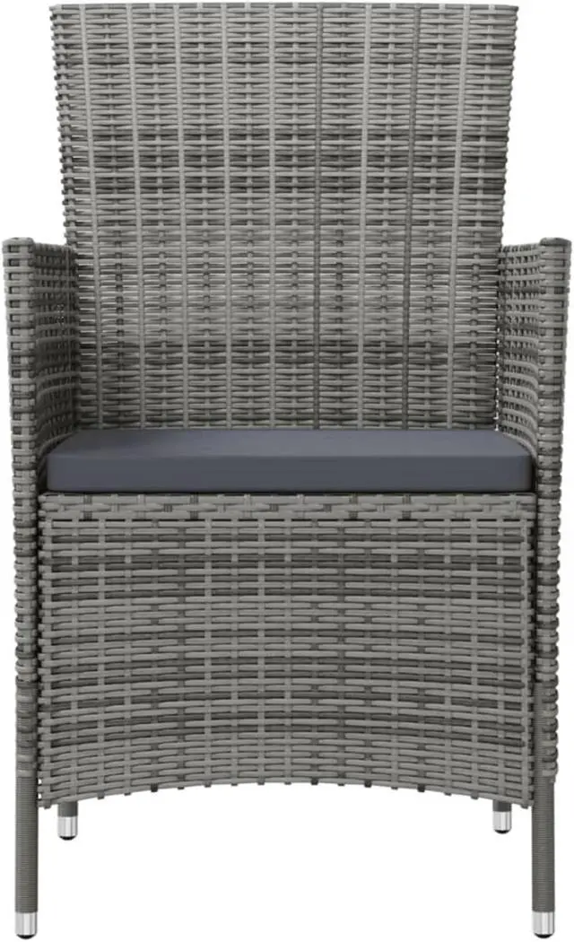 Alt view image 2 of 10 - vidaXL Patio Chairs with Cushions 4 pcs Poly Rattan Gray