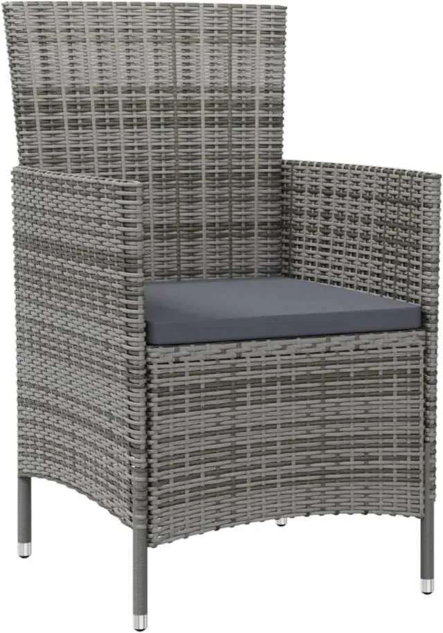 Alt view image 3 of 10 - vidaXL Patio Chairs with Cushions 4 pcs Poly Rattan Gray