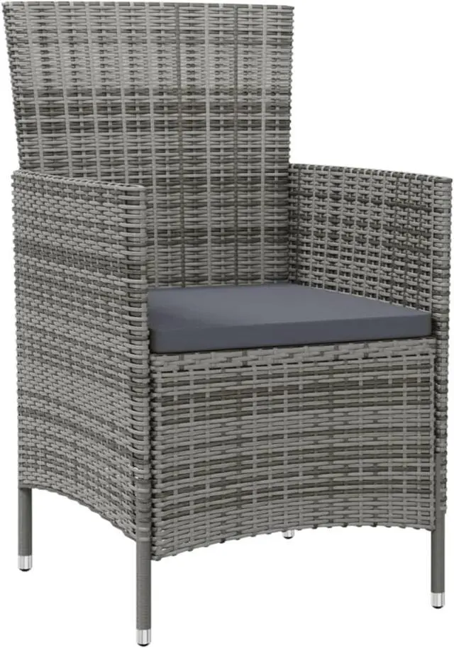Alt view image 4 of 10 - vidaXL Patio Chairs with Cushions 4 pcs Poly Rattan Gray