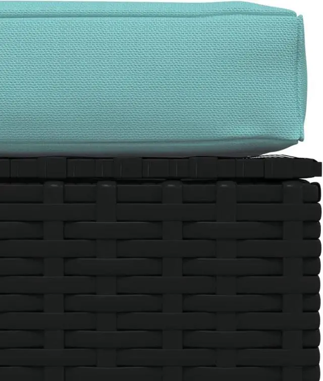Alt view image 2 of 11 - vidaXL Patio Footrest with Cushion Black 27.6"x27.6"x11.8" Poly Rattan