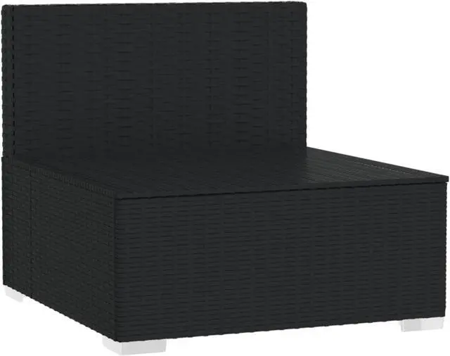 Alt view image 2 of 6 - vidaXL 3-Seater Sofa with Cushions Black Poly Rattan