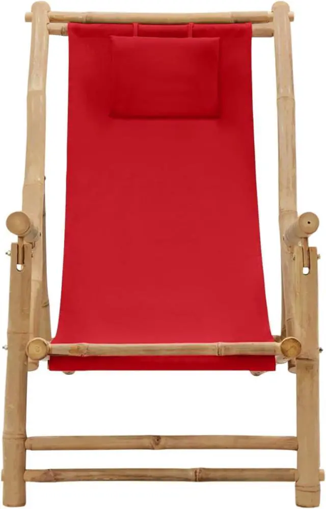 Alt view image 3 of 11 - vidaXL Deck Chair Bamboo and Canvas Red