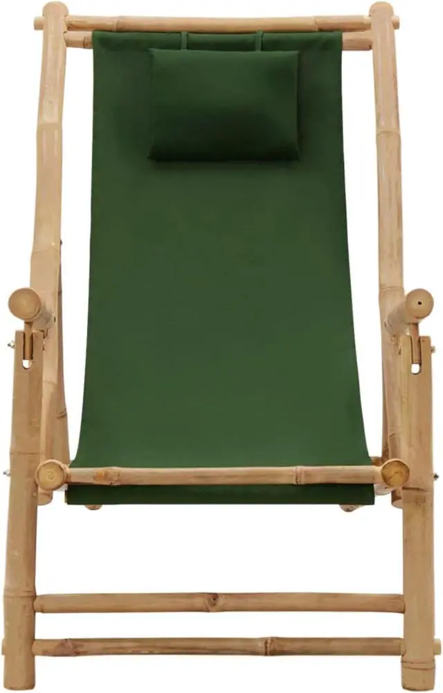 Alt view image 3 of 13 - vidaXL Deck Chair Bamboo and Canvas Green