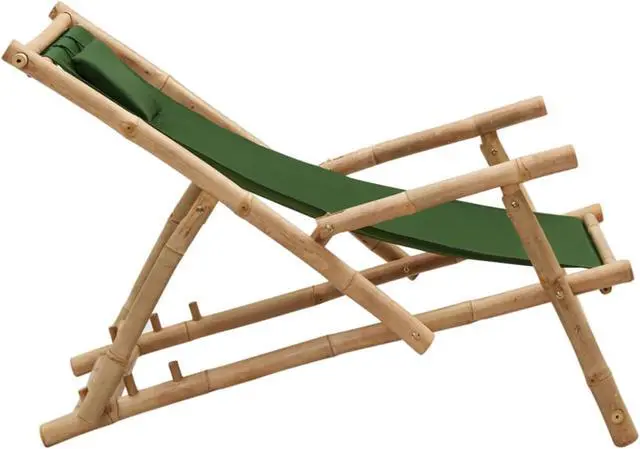 Alt view image 2 of 13 - vidaXL Deck Chair Bamboo and Canvas Green