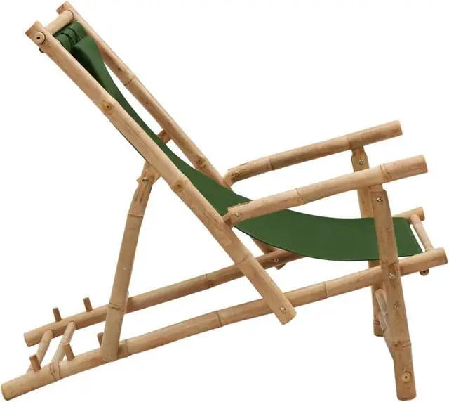 Alt view image 4 of 13 - vidaXL Deck Chair Bamboo and Canvas Green