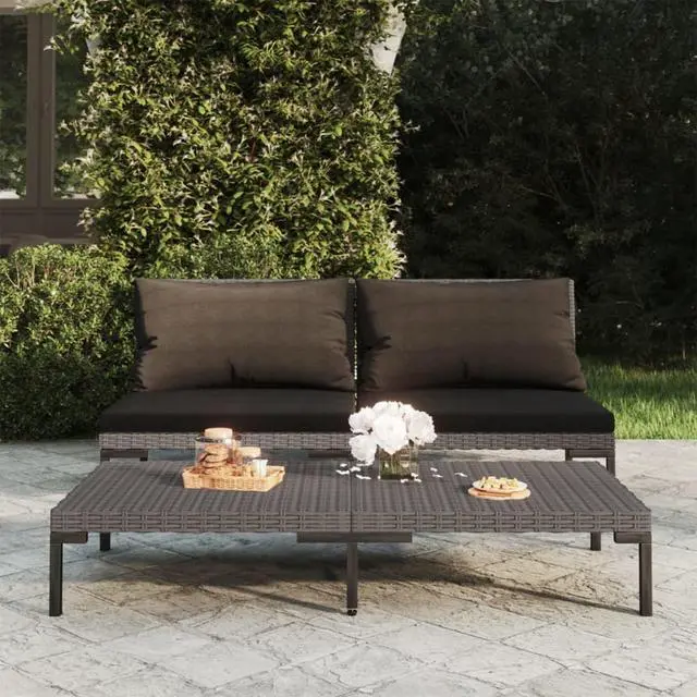 Main image of vidaXL Patio Sofas 2pcs with Cushions Half Round Poly Rattan