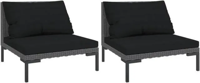 Alt view image 3 of 14 - vidaXL Patio Sofas 2pcs with Cushions Half Round Poly Rattan