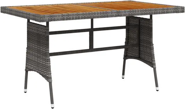 Main image of vidaXL Patio Table Gray 51.2"x27.6"x28.3" Poly Rattan & Solid Acacia Wood
