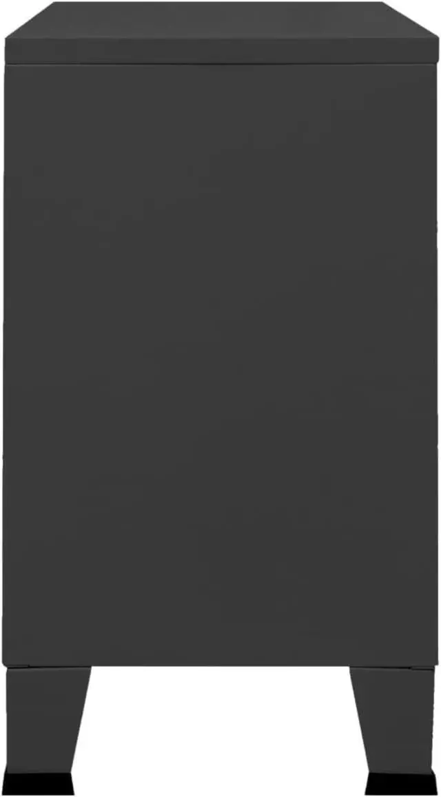 Alt view image 2 of 14 - vidaXL Industrial Sideboard Anthracite 41.3"x13.8"x24.4" Metal and Glass