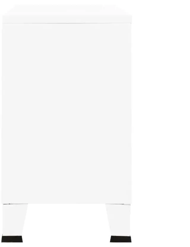 Alt view image 14 of 16 - vidaXL Sideboard Industrial Storage Cabinet with Handle White Metal and Glass