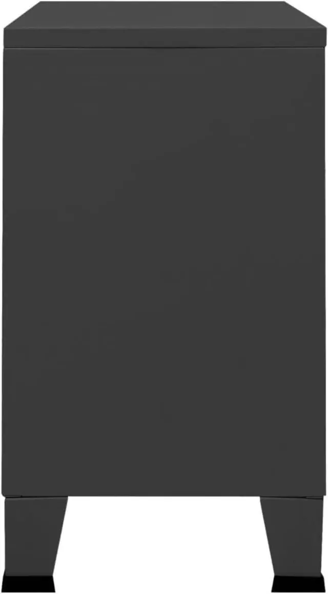 Alt view image 13 of 14 - vidaXL Industrial Sideboard Anthracite 41.3"x13.8"x24.4" Metal and Glass