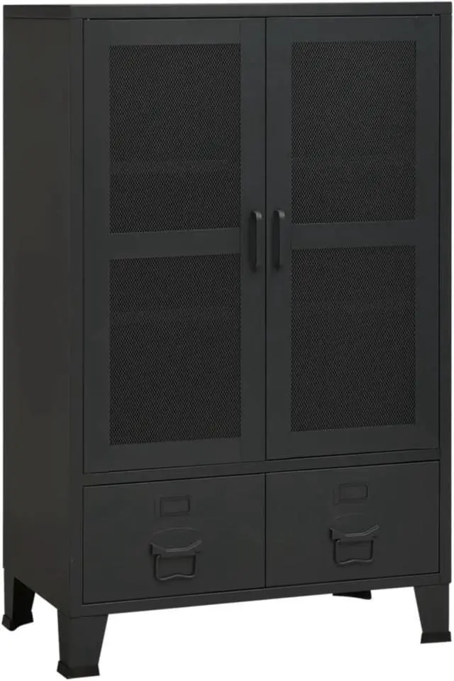 Alt view image 4 of 12 - vidaXL Industrial Storage Chest Black 27.6"x15.7"x45.3" Metal