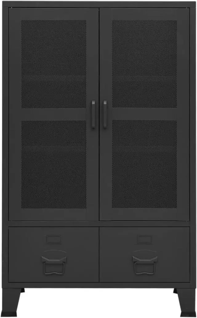 Alt view image 5 of 12 - vidaXL Industrial Storage Chest Black 27.6"x15.7"x45.3" Metal