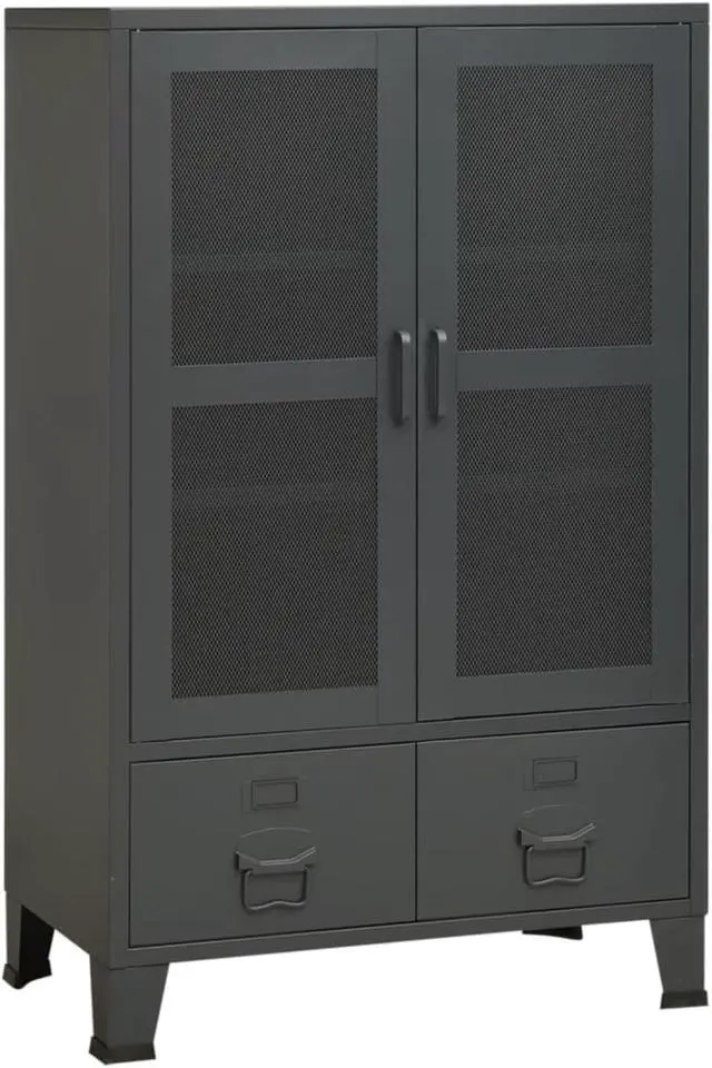 Alt view image 3 of 11 - vidaXL Industrial Storage Cabinet Anthracite 27.6"x15.7"x45.3" Metal