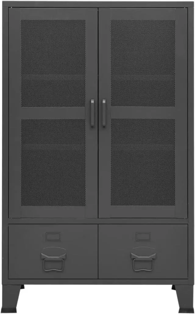 Alt view image 4 of 11 - vidaXL Industrial Storage Cabinet Anthracite 27.6"x15.7"x45.3" Metal