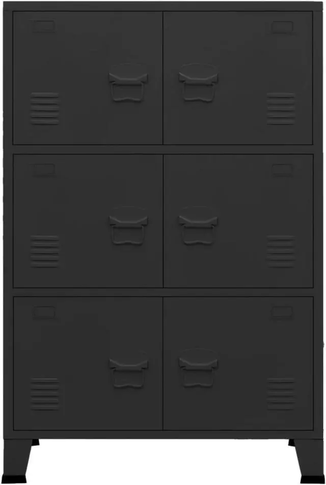 Alt view image 7 of 14 - vidaXL Industrial Storage Chest Black 29.5"x15.7"x45.3" Metal