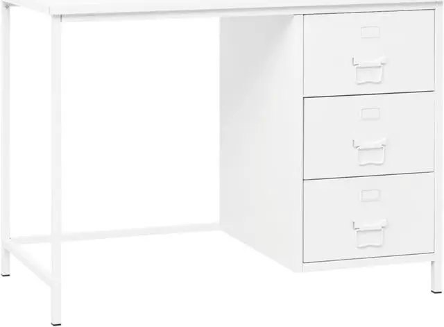 Alt view image 6 of 15 - vidaXL Industrial Desk with Drawers White 41.3"x20.5"x29.5" Steel