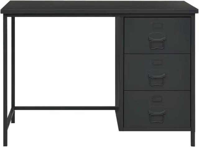 Alt view image 3 of 11 - vidaXL Industrial Desk with Drawers Anthracite 41.3"x20.5"x29.5" Steel