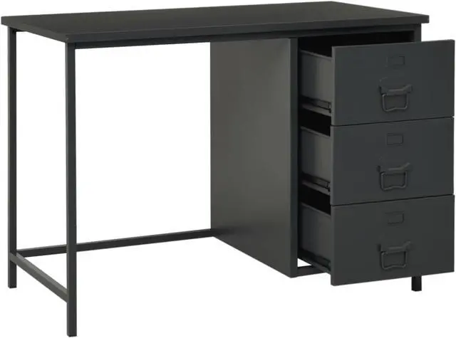 Alt view image 4 of 11 - vidaXL Industrial Desk with Drawers Anthracite 41.3"x20.5"x29.5" Steel