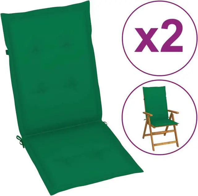 Alt view image 5 of 18 - vidaXL Chair Cushion 2 Pcs Outdoor Garden High Back Chair Cushion Green Fabric