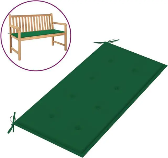 Alt view image 6 of 12 - vidaXL Bench Cushion Water Repellent Garden Seat Cushion Green Oxford Fabric