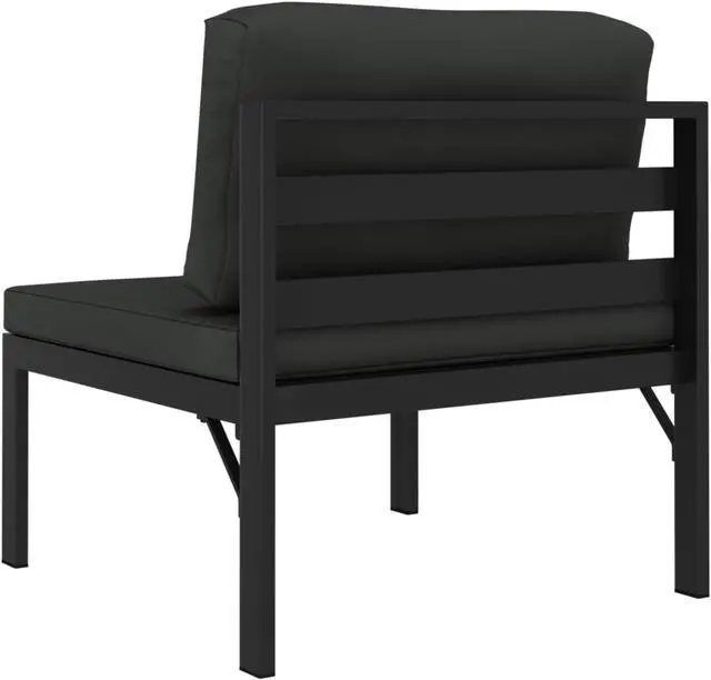 Alt view image 2 of 15 - vidaXL Sectional Middle Sofa with Cushions Aluminum Anthracite