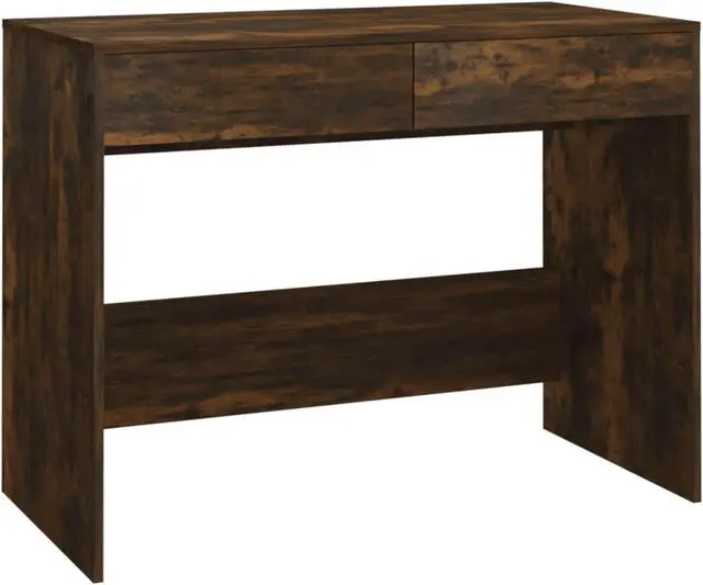 Alt view image 5 of 12 - vidaXL Desk Smoked Oak 39.8"x19.7"x30.1" Engineered Wood