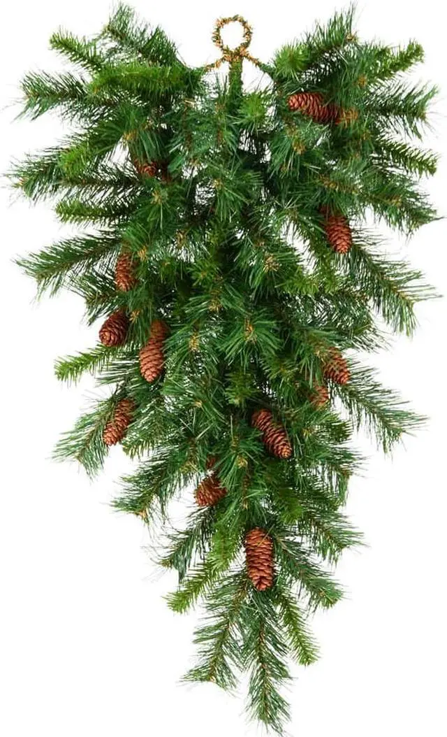 Alt view image 3 of 3 - Vickerman 11672 - 42" Cheyenne Pine  with Pine Cones Christmas Teardrop (A801009)