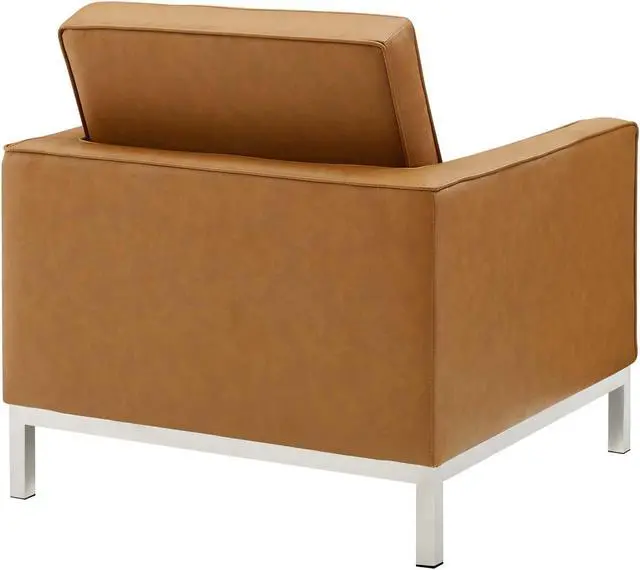 Alt view image 2 of 5 - Loft Tufted Upholstered Faux Leather Armchair