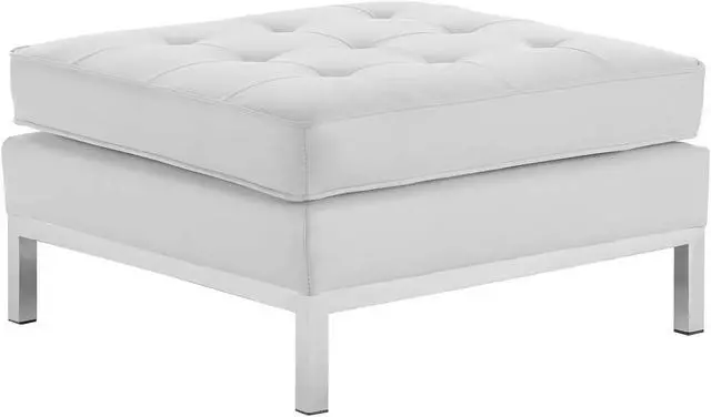 Main image of Loft Tufted Upholstered Faux Leather Ottoman