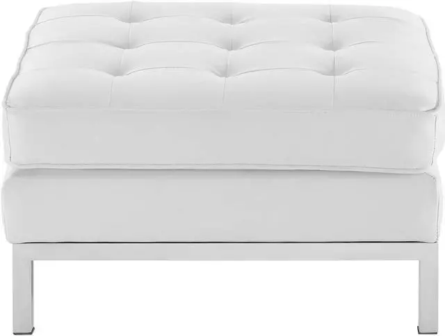 Alt view image 2 of 4 - Loft Tufted Upholstered Faux Leather Ottoman