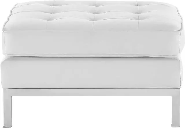 Alt view image 3 of 4 - Loft Tufted Upholstered Faux Leather Ottoman