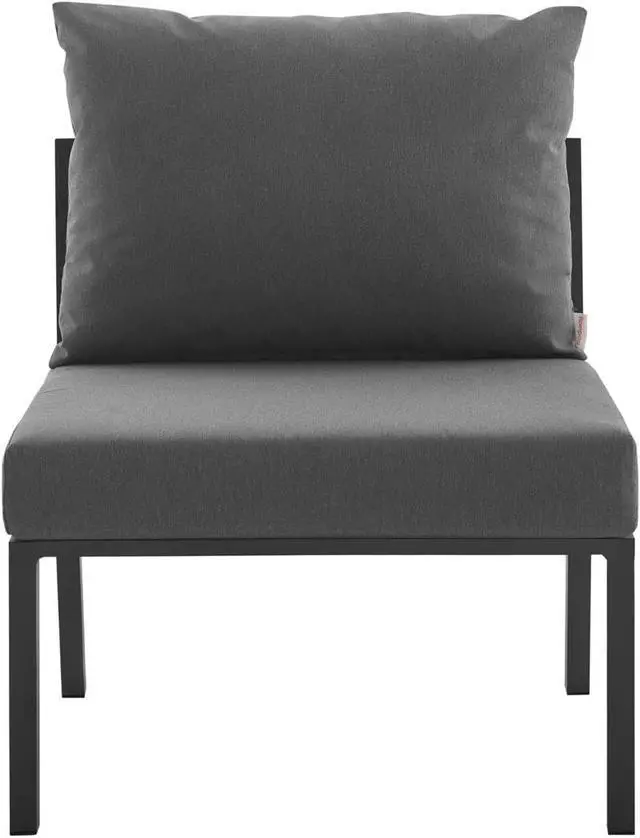 Alt view image 4 of 6 - Riverside Outdoor Patio Aluminum Armless Chair Gray Charcoal