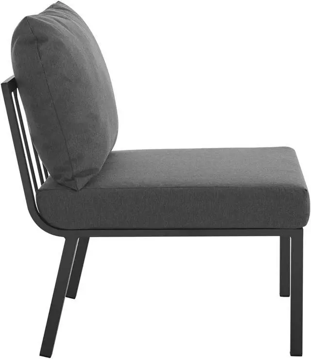 Alt view image 2 of 6 - Riverside Outdoor Patio Aluminum Armless Chair Gray Charcoal